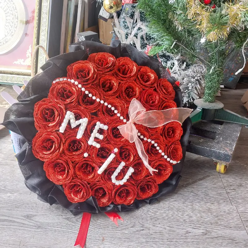 Bó hoa nhũ kim tuyến hình trái tim 25-30 bông - Quà tặng sinh nhật, Valentine, 8/3, 20/10 - Decor, Trang Trí Nhà, Decor Bàn, Decor Phòng 3