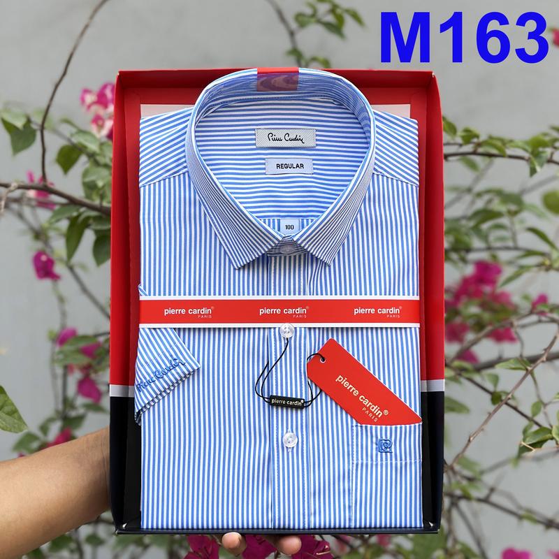 Áo Sơ Mi Pierre Cardin, Áo Sơ Mi Nam Công Sở Ngắn Tay Vạt Ngang Kẻ Caro Nhiều Mẫu Xuất Dư Hàn 2024