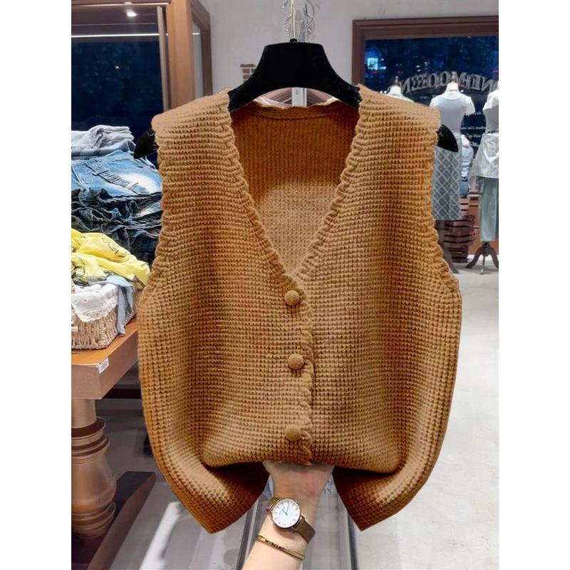 Áo Vest Dệt Kim Cổ Chữ V, Thương Hiệu Nổi Tiếng Pháp Độc Quyền, Áo Khoác Ngoài Mùa Thu, Áo Vest Áo Len Không Tay Áo Vest, 2024, Quốc Tế Thương 4