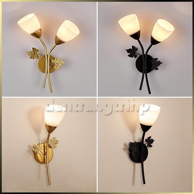 Đèn gắn tường phòng ngủ, đèn cầu thang tay búp hoa sử dụng bóng đui xoáy e27 dentuong
