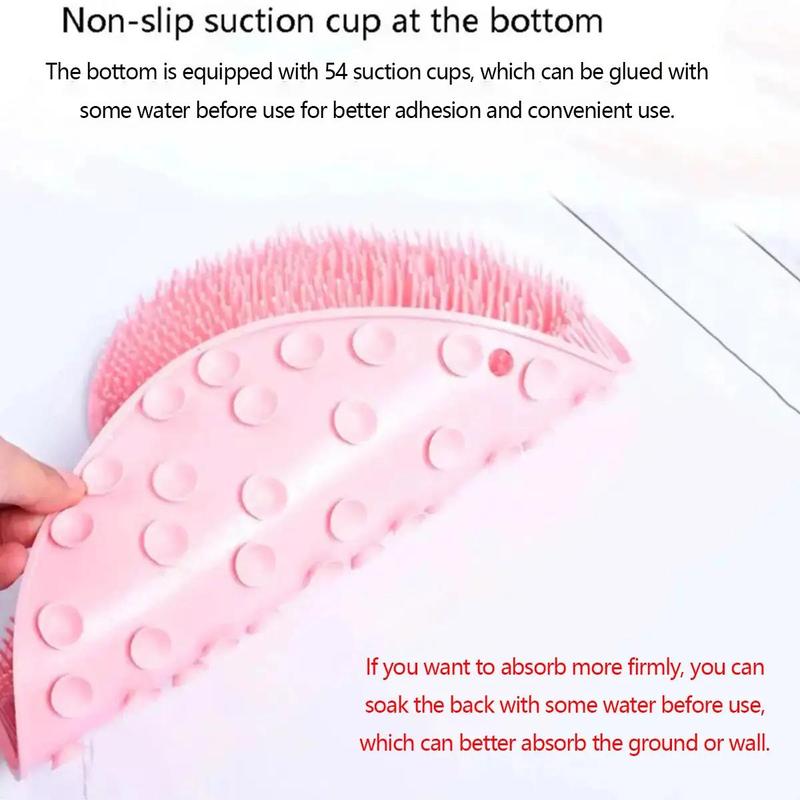 Product Introduction of Silicone Shower Foot Scrubber Mat, Wall Mounted Hands Free Exfoliating Back Scrubber, Everything Shower Products, Bath Wash Pad 2