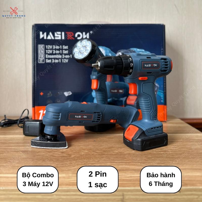 Bộ Combo 3 Món Máy Khoan, Máy Cắt Rung, Đèn Pin NASIRON 12V