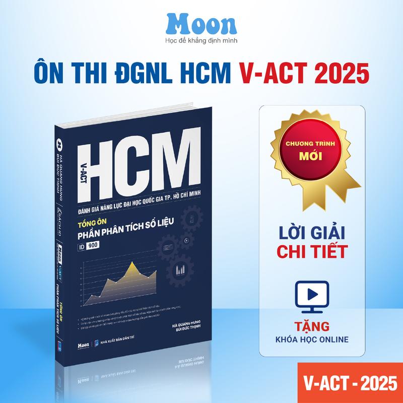 ĐGNL HCM 2025 Sách Tổng ôn phần phân tích số liệu ôn thi đánh giá năng lực TP Hồ Chí Minh Moonbook