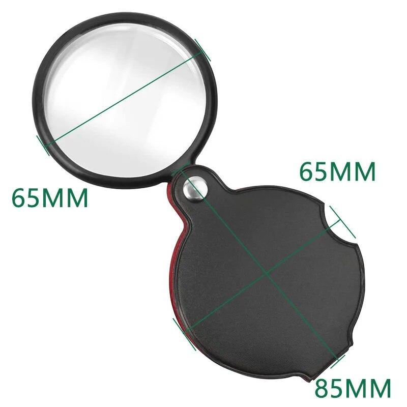 Product Introduction of Pembesar Pegang Tangan Mudah Alih, Kaca Pembesar Kulit 8X, Kaca Pembesar Poket, Monocle Membaca, Barang Kemas, Cermin Mata Hadiah, Lupe 65