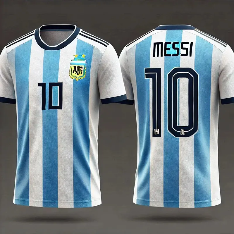 New Argentine Style No.10 Football Shirt Breathable and Comfortable 3D Printed Training Match T-shirt messi  barca  shirt