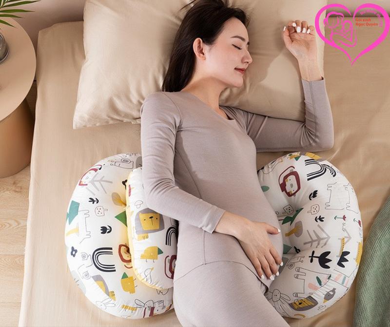 Gối bầu cánh tiên có miếng dán điều chỉnh kèm gối phụ. Gối bầu nâng đỡ bụng hỗ trợ giảm đau lưng cho mẹ bầu hàng loại 1 RUỘT GỐI sử dụng bông hạt cao câp Kem Gối Ngủ việt nam Chân gối Vietnam động vật xanh gối chèn