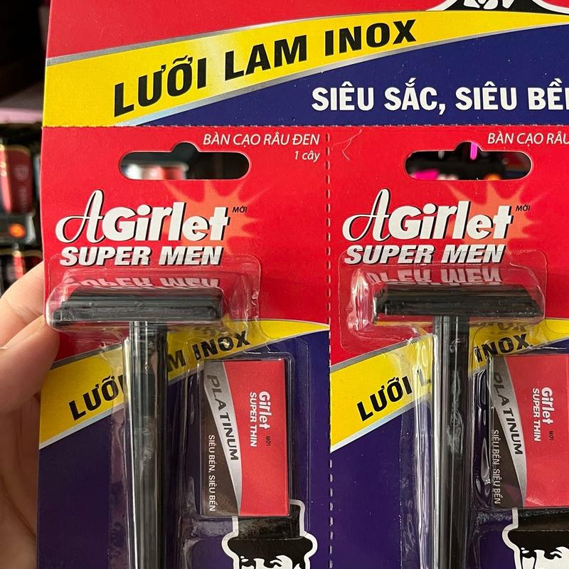 [ Free Ship ] Cạo Râu Cán Đen Super Men - Thay Lưỡi Lam Được - Tặng Kèm Lưỡi Lam - Vỹ 6 Cây - Cạo thủ công  Da nhạy cảm