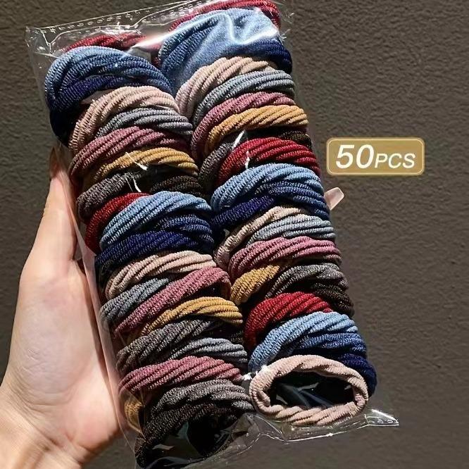 Product Introduction of 50 Durable Elastic Hair Bands, Korean-Style Colorful Hair Accessories 0
