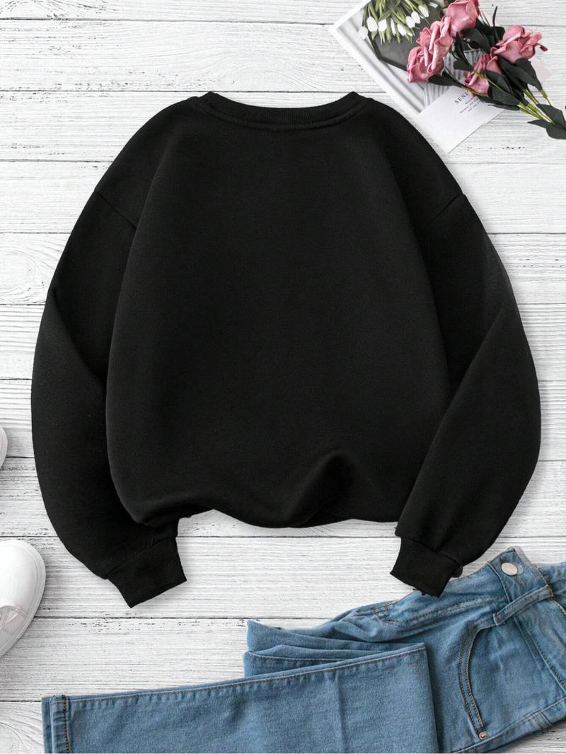 Product Introduction of Women's Bow Print Crew Neck Sweatshirt, Casual Long Sleeve Pullover for Daily Wear, Ladies Clothes for All Seasons 2