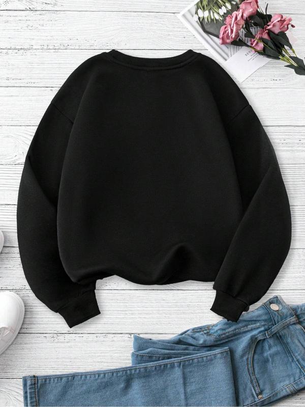 Women's Bow Print Crew Neck Sweatshirt, Casual Long Sleeve Pullover for Daily Wear, Ladies Clothes for All Seasons 1
