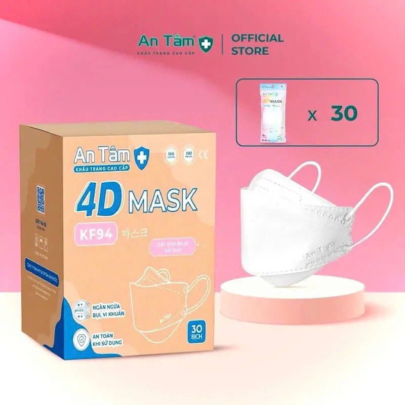 4D > Thùng 300 Khẩu Trang KF94 4D An Tâm 4 Lớp.
