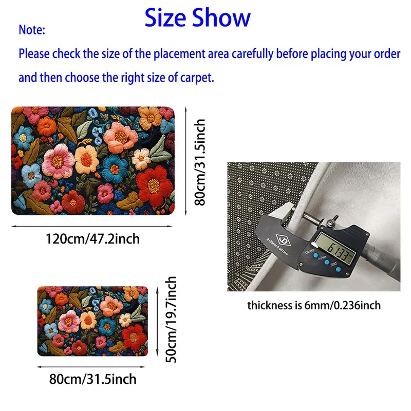 Floral Pattern Welcome Door Mat, Non-slip Water Absorbent Floor Mat, Decorative Carpet for Home Living Room Bedroom Kitchen Entrance 1