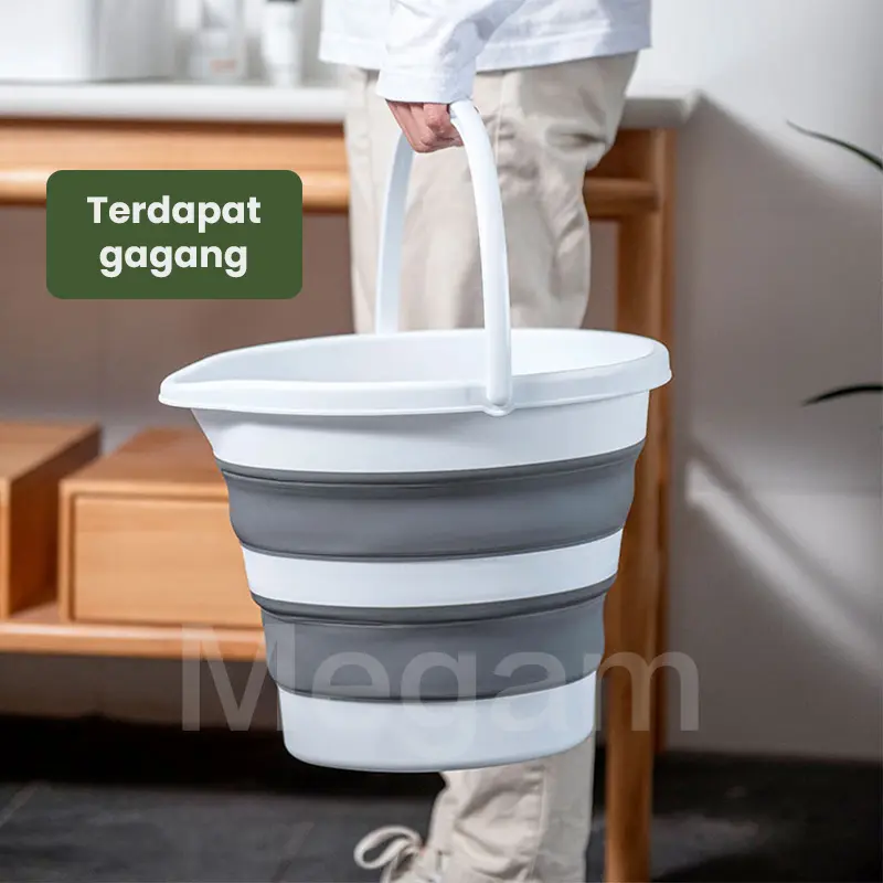 Megam Ember Lipat Portable 5L 10L Ember Kamar Mandi Keranjang Lipat Baju Laundry Ember Lipat Pancing Travel  Ember Pel Plastik Lipat Baskom Wadah Serbaguna Water Bucket Foldable Collapsible HSB683 2