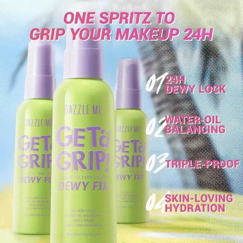 [In stock] BestPrice- NEW DAZZLE ME Get a Grip Makeup Setting Spray-Dewy Fix [60ml]12H long-lasting makeup Extract Kosmetik 5