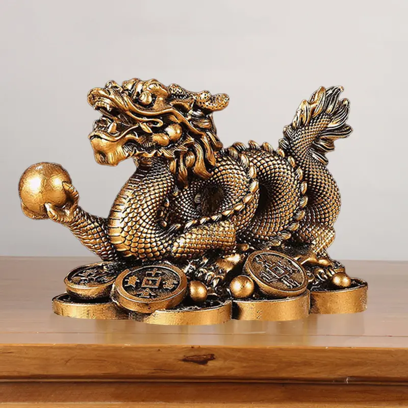 Tượng Rồng Hoàng Đạo Trung Quốc 2024, Mô Hình Tượng Rồng Năm, Đồ Trang Trí Thủ Công Bằng Nhựa, Thu Hút Sự Giàu Có Và May Mắn, Điêu Khắc Rồng Vàng / Đồng, Trang Trí Văn Phòng Và Gia Đình, Quà Tặng Năm Mới 3