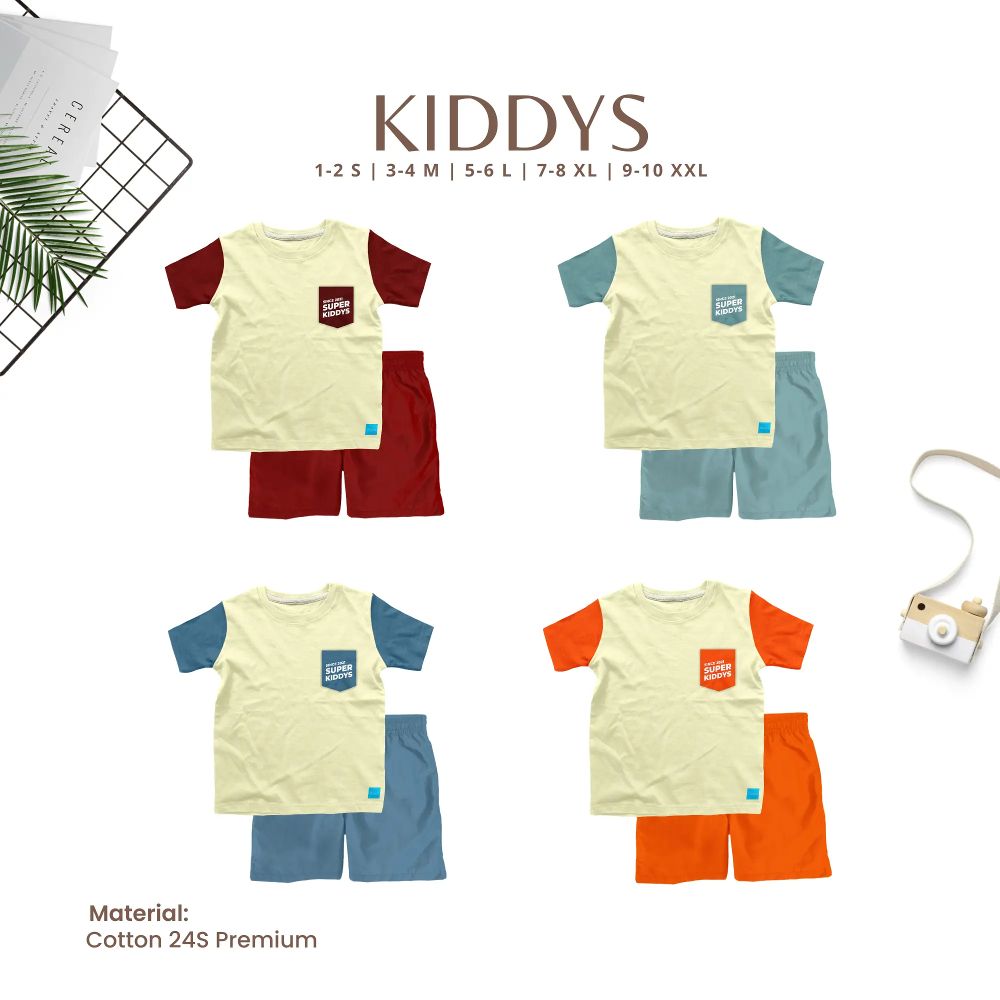 Kiddys Kaos Pakaian Fashion Anak Laki-laki dan Perempuan Two Tone Color Kombinasi Cotton 24s Premium KA80