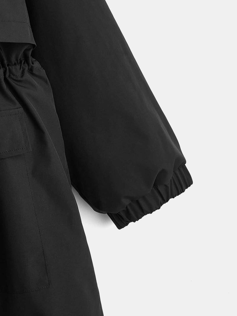 Product Introduction of 【Plus Size】 Women's Solid Color Jacket, Casual Long Sleeve Fuzzy Trim Coat for Fall & Winter, Women's Clothing for Daily Wear 3