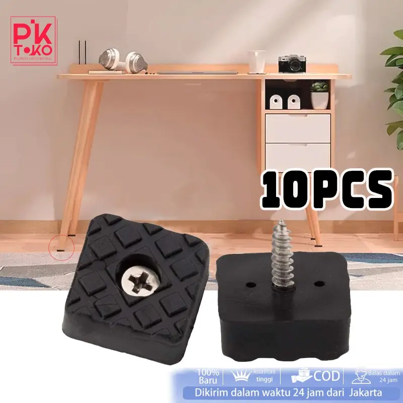 10pcs Kaki Karet Kotak 3x3cm Anti Slip Alas Kaki Meja Kursi Lemari Bening Transparant
