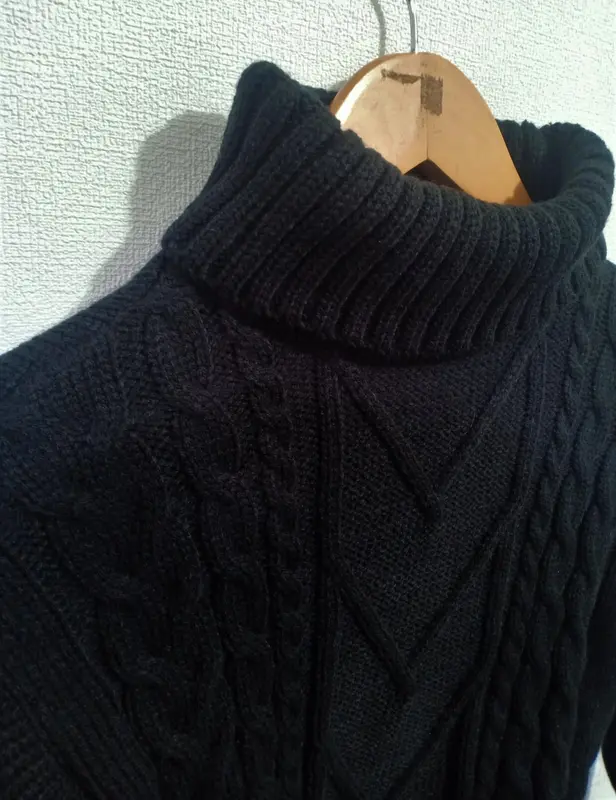 Turtleneck Sweater Dewasa Kerah Tinggi Motif Cable Knit Oversize 4