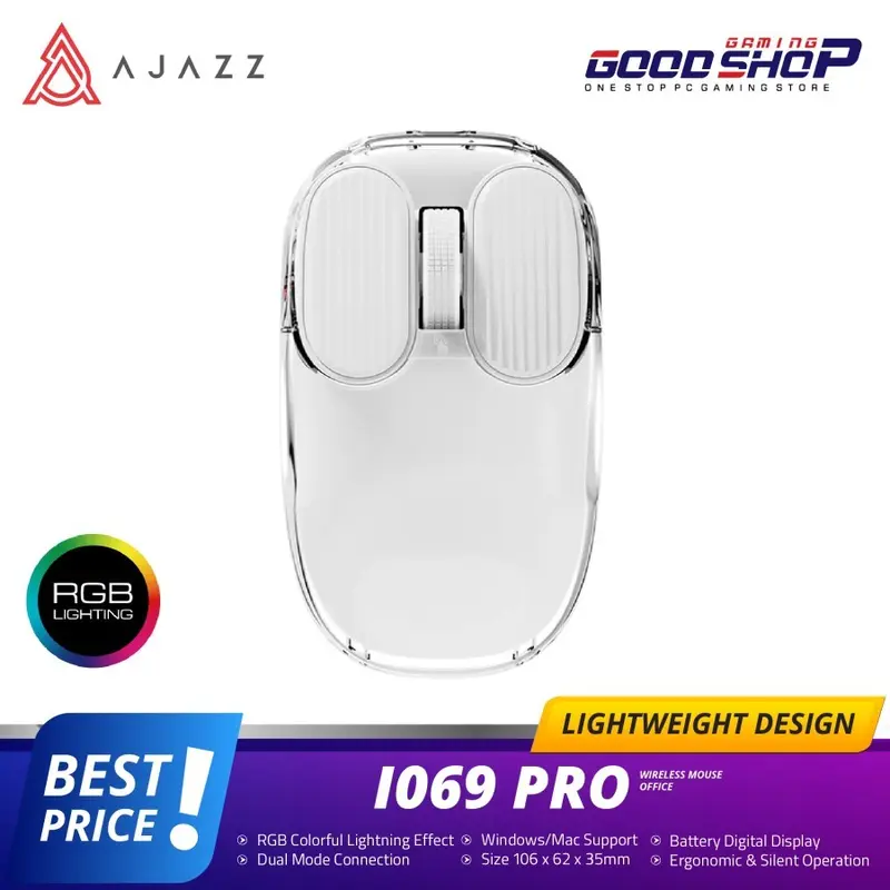 Ajazz i069 Pro Transparent RGB Wireless Mouse 0