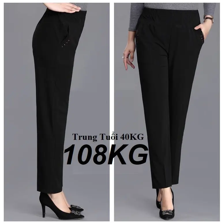 Quần Tây Trung Niên, LƯNG THUN co giãn, Có Bigsize tới 83KG, vải Thun cotton dày đẹp cao cấp