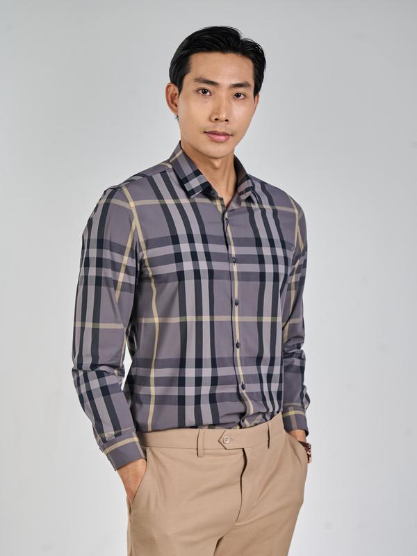 OWEN - Áo sơ mi dài tay Nam chất liệu Bamboo, kiểu dáng Slim Fit, màu Xám AS230699D