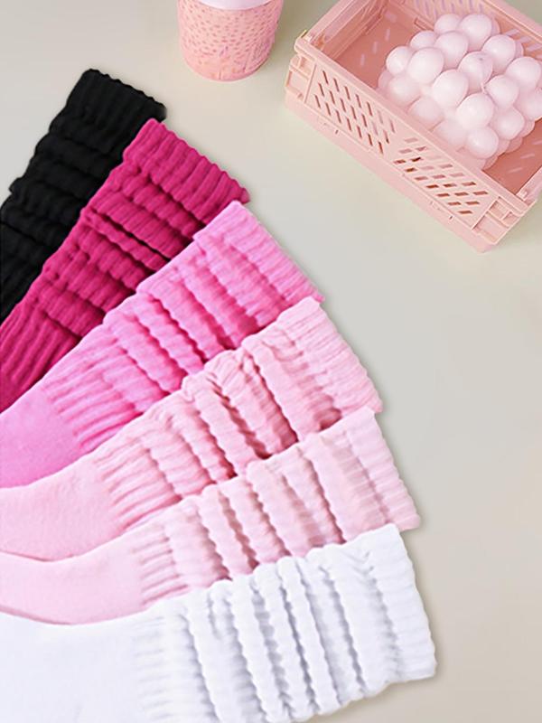 Women's Solid Crew Socks, Soft Comfy Breathable Stretchy Socks for Women, Lady Multipack Comfortable Mid-calf Knit Socks, Women's Socks & Hosiery 7