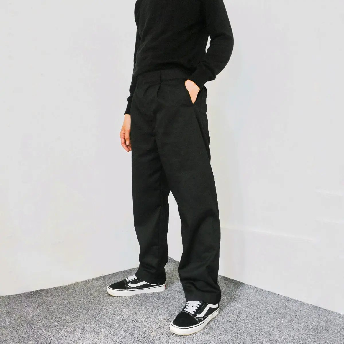 Flame Everyday Vintage Black Baggy Pants Celana Pria