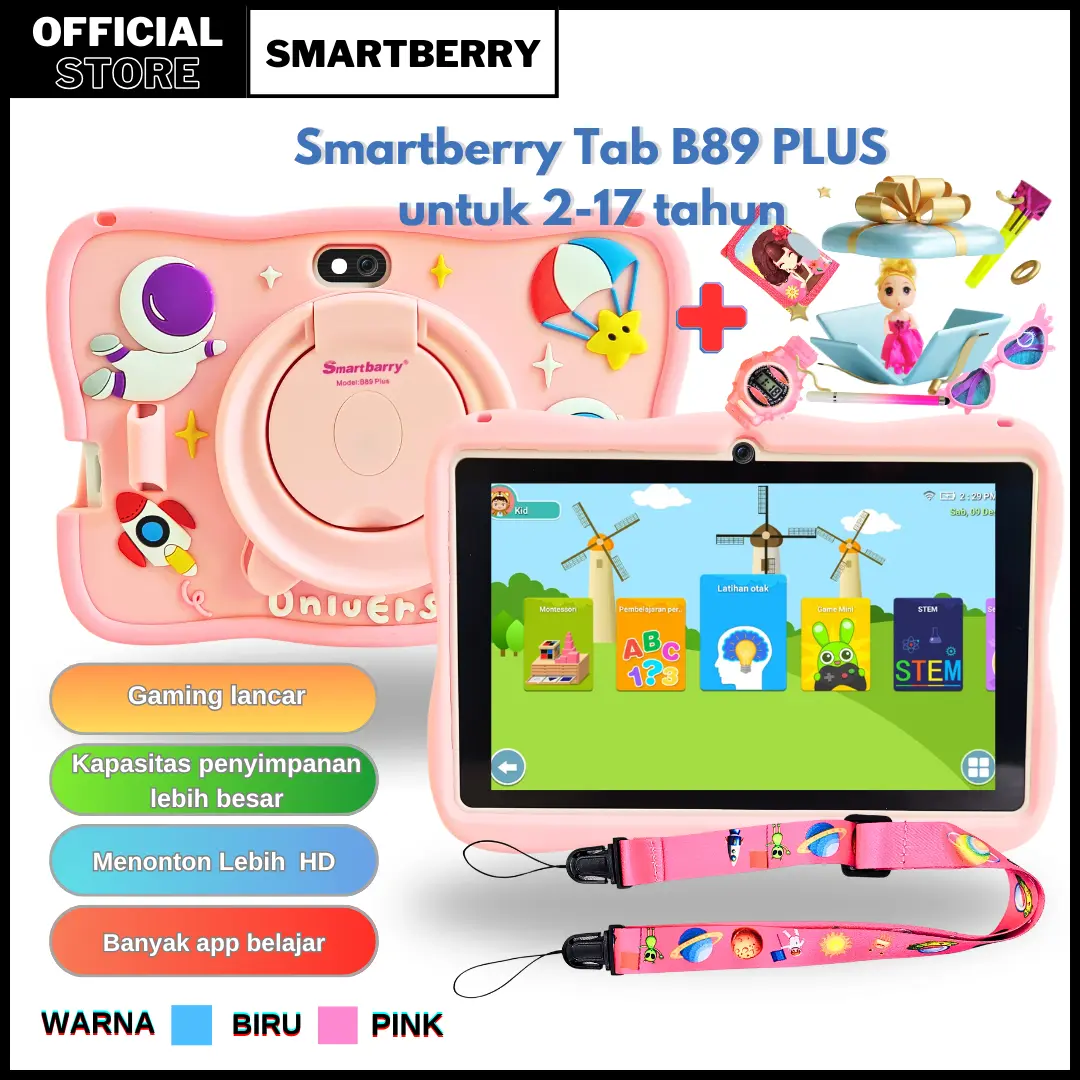 SMARTBERRY KIDS STUDY TAB B89 Plus tab 4/128GB / Tablet Anak / Tablet 7 Inch / Tablet PC / Tablet Android 13 / 4/128 GB / 2Camera