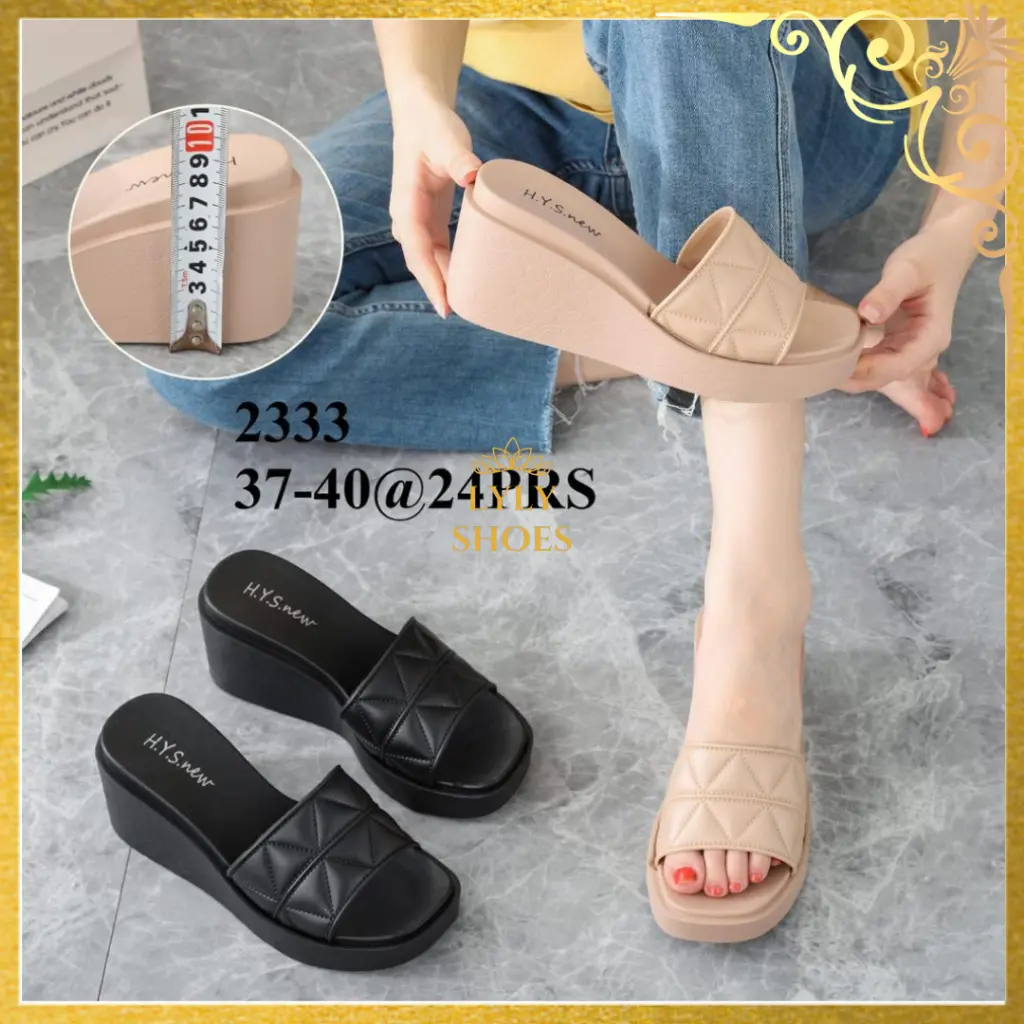 Sandal Selop Jelly Wanita Semi Formal Hak Tinggi H.Y.S 2333 Wedge Open Toe