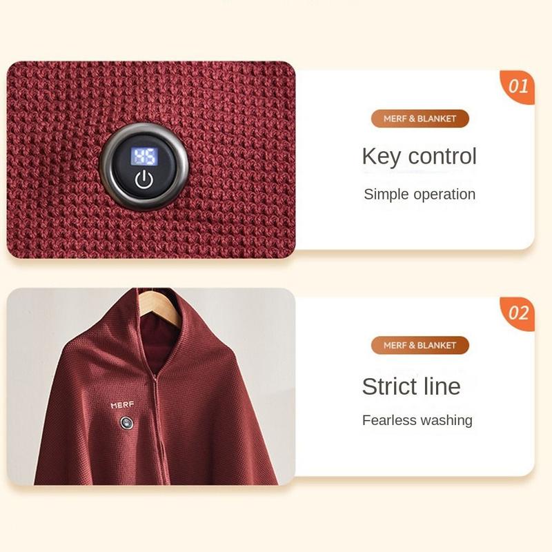 Product Introduction of Durable Wearable USB Electric Heated Blanket Washable Portable Heating Lap Blanket 3 Heating Levels Warm Shawl Office 11