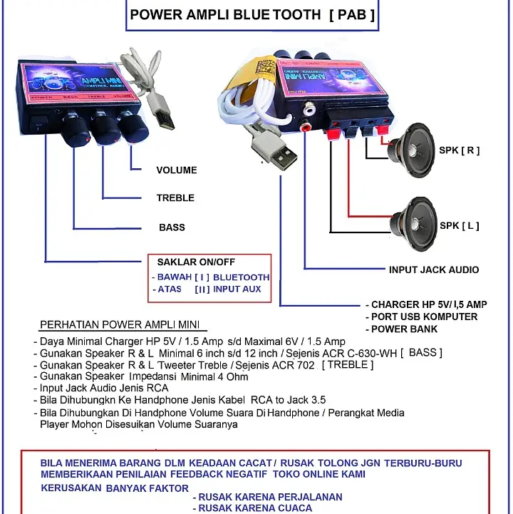 Amplifier Mini Control Audio dengan Bluetooth beli 2 pcs lebih hemat ampli 5