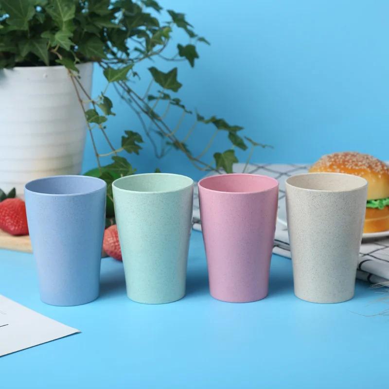 Wheat Straw Water Cup 4Pcs/set Multi-Functional Coffee Glue Plastic Biodegradable Mouthwash Toothbrush Cup Reusable Kids Glass 1