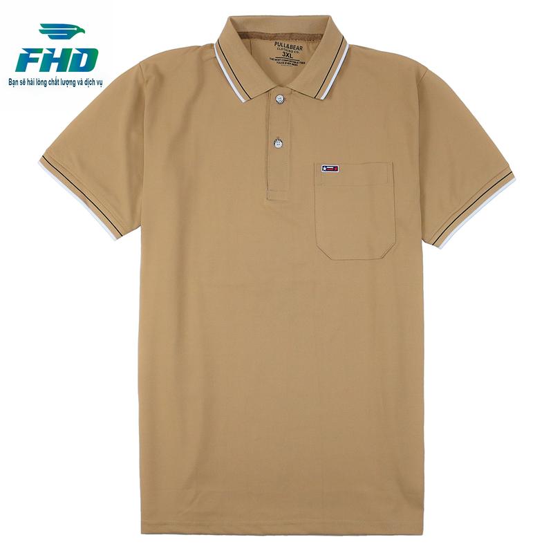 Áo Thun Polo Nam Ngắn Tay Cổ Sọc Có Túi Chất Vải Co Giãn Bền Màu có size cho người 90kg FHDA015