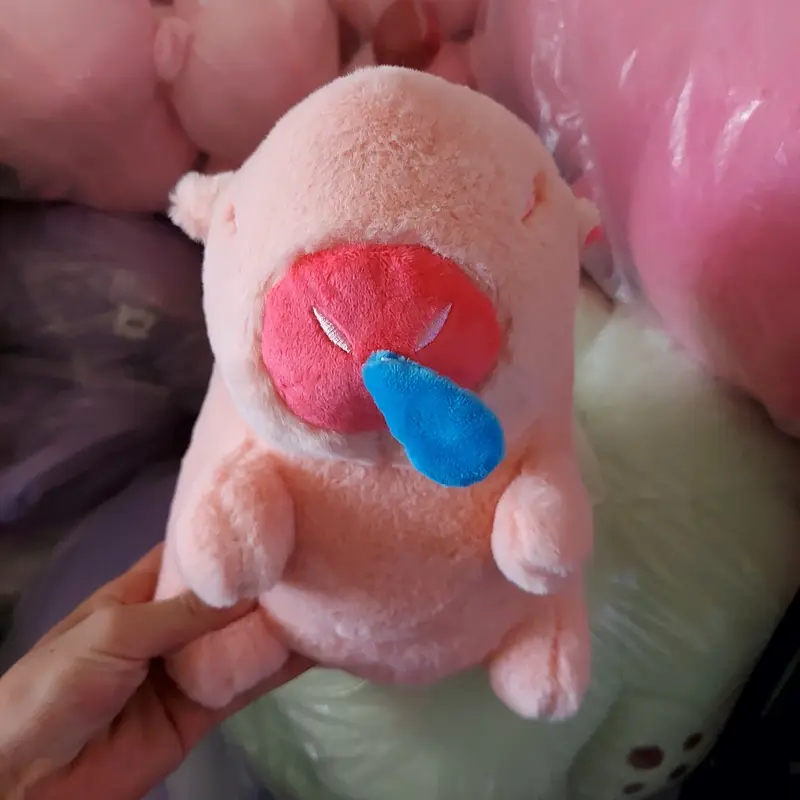 Gấu Bông Chuột Lang Nước (Mũi Liền) Đồ Chơi Thú Nhồi Bông  Capybara Mềm Mịn Dễ Thương kích thước 30 cm Thú Bông  Capy Bara có 2 màu hồng ,nâu To Toy Phát Nhạc 6