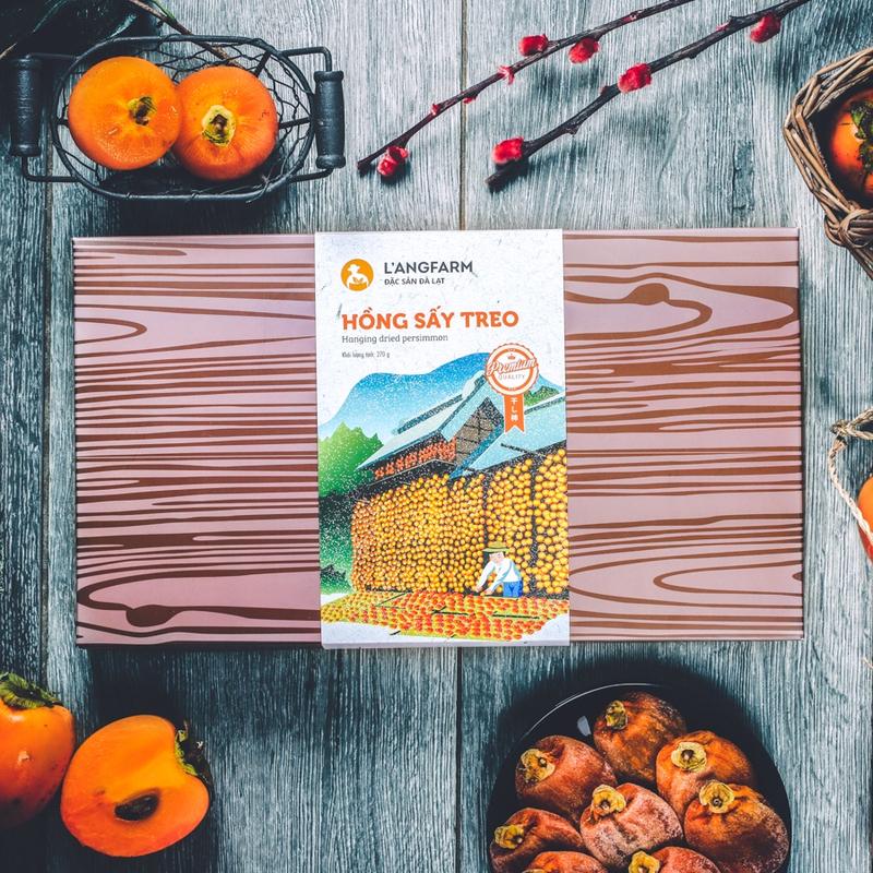 Hồng sấy treo gió Nhật Bản L'angfarm, dòng đặc biệt, 270g, hộp, mẫu vân gỗ