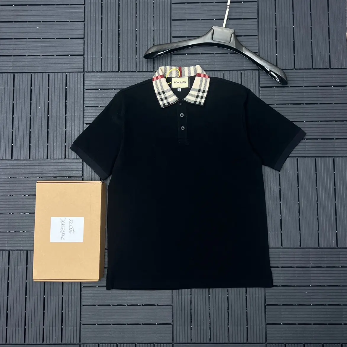 Áo thun polo nam cổ phối sọc kẽ chất liệu cotton menswear Dệt Ngắn Tay ms 13