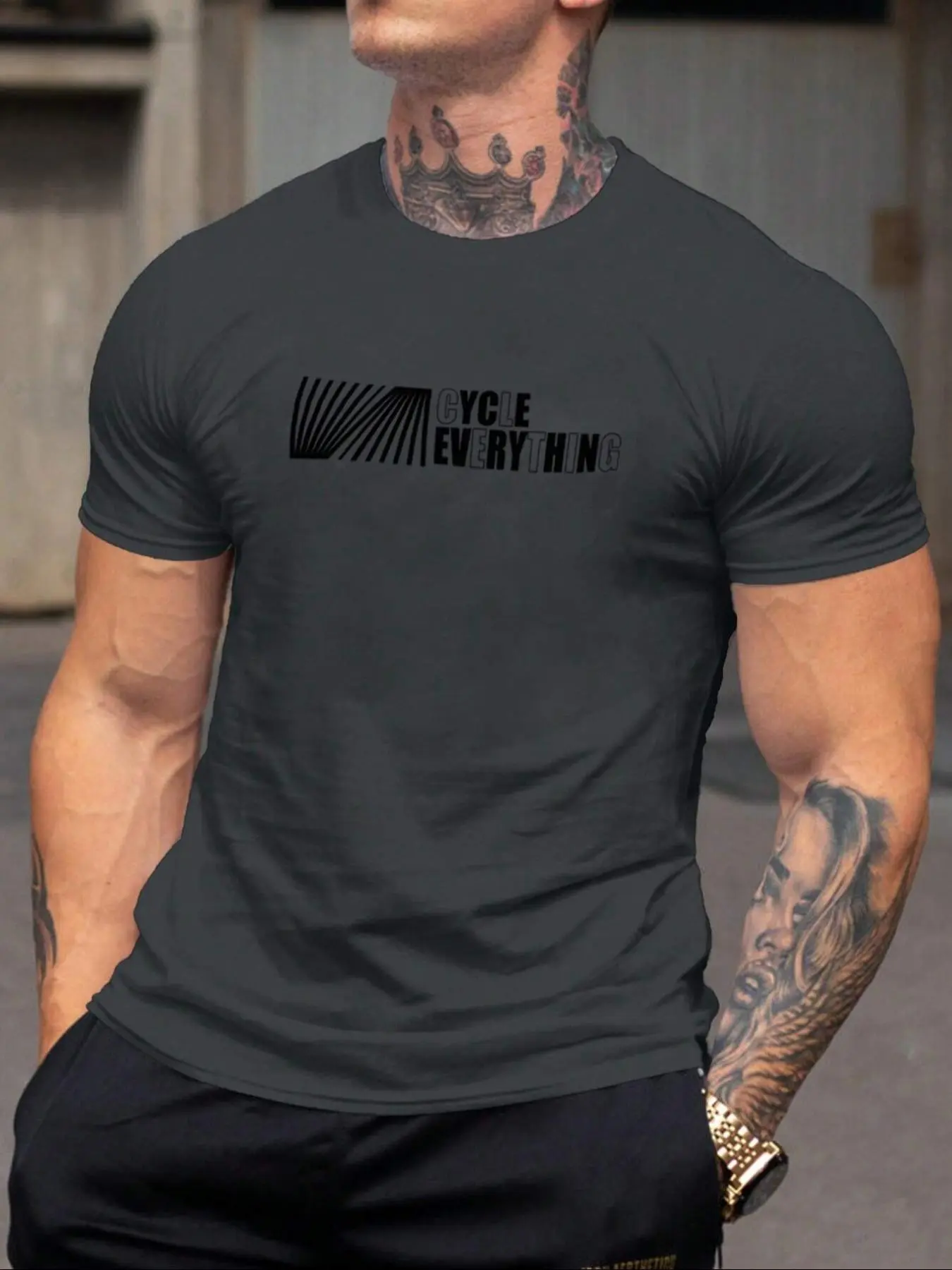 Men's Letter Print Round Neck Tee, Summer Clothes, Regular Fit Casual Short Sleeve Crew Neck T-Shirt for Summer, Fashion Men's Top for Daily Wear