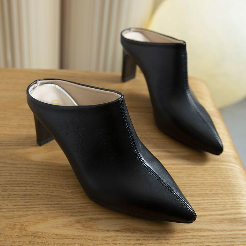 Product Introduction of Dép Lê Nửa, Thời Trang Pháp Thanh Lịch, Phong Cách Mùa Hè, Mũi Nhọn, Có Thể Đeo Ngoài Trời, Dép Giày Cao gót, Dành Cho Nữ, Hàng Mới Về Năm 2024, Bó Sát, 2023 10