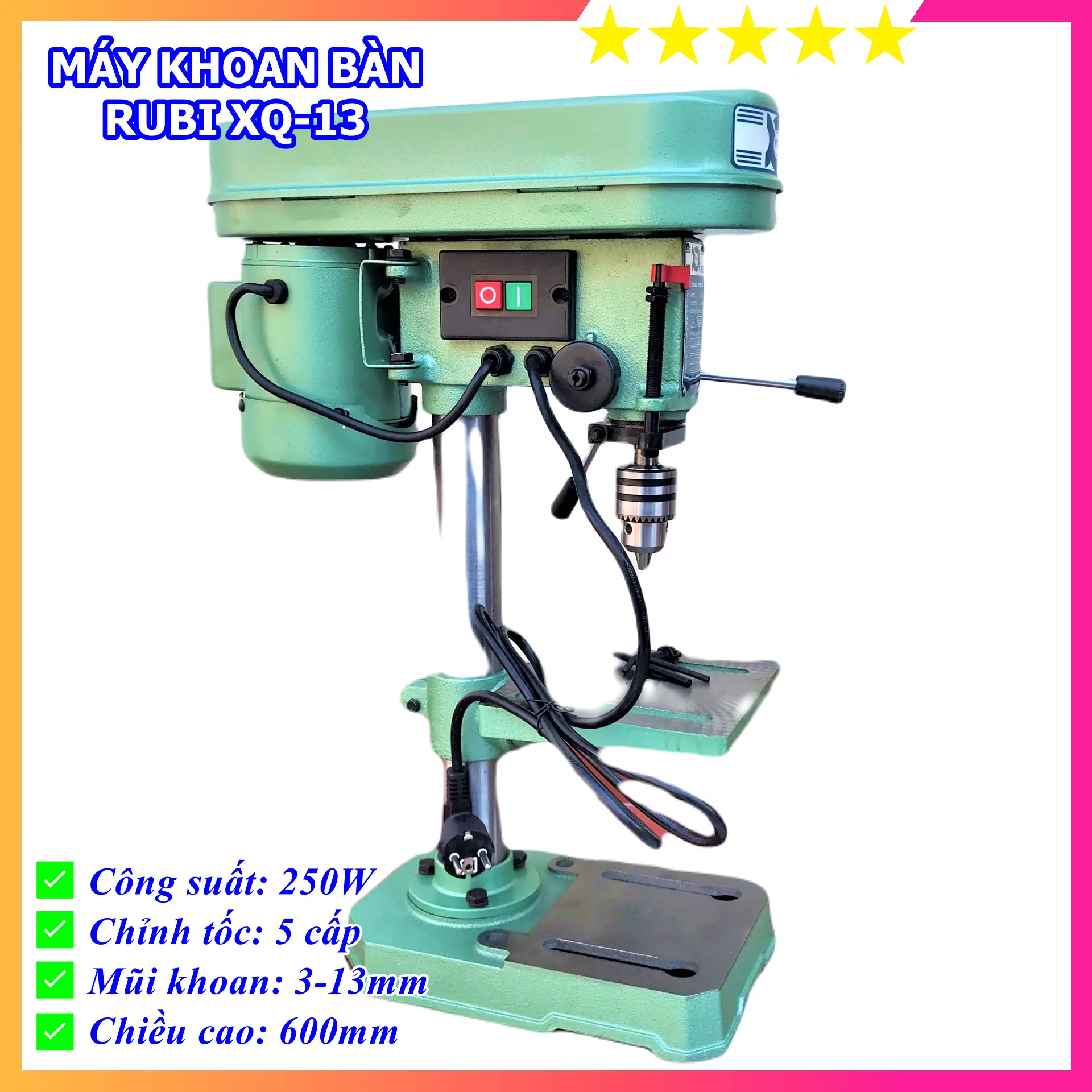 Máy Khoan Bàn Mini XQ13 - 250W - 1/3 HP - Cao 60cm - Máy Khỏe, Chạy Êm - Hàng Nội Địa Trung Quốc - Bảo Hành Toàn Quốc 12 Tháng