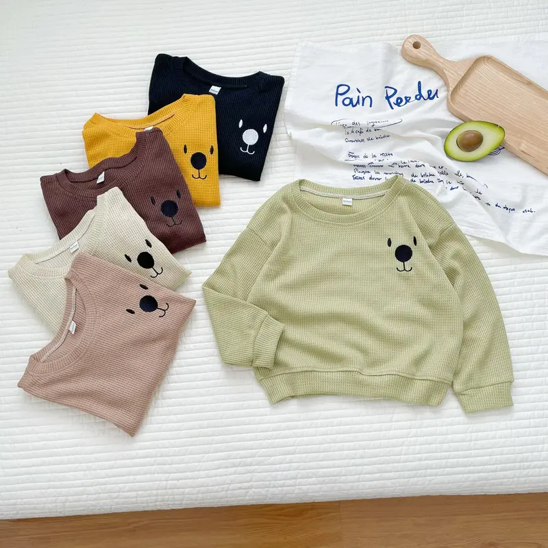 Bộ dài tay thêu mặt chú chó ngộ nghĩnh cho bé, Bộ Thu đông chất tổ ong cho bé trai_ bé gái Từ 8-23kg 7