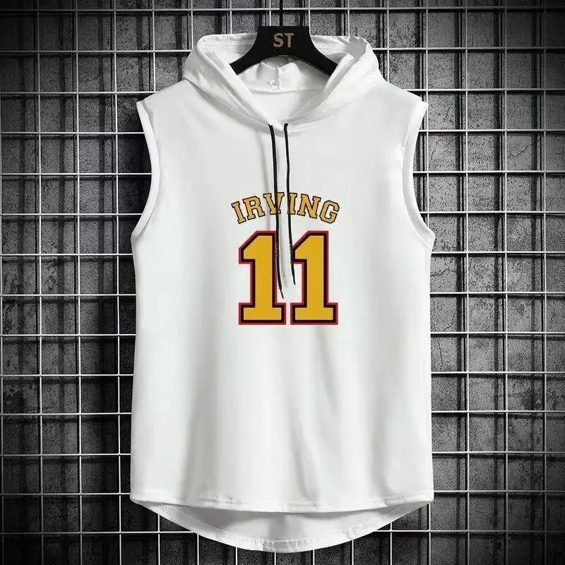 Summer Basketball Loose Sleeveless Sweater Training Hooded Vest Men