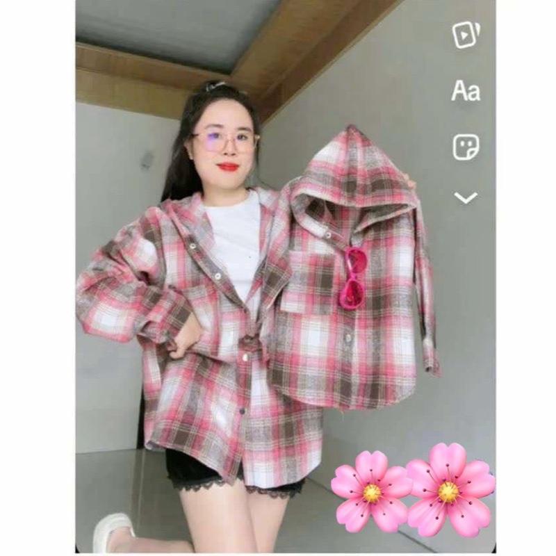   XẢ KHO  14-80kg Áo khoác sơ mi dạ kẻ Caro Mẹ và Bé chống nắng thời trang 