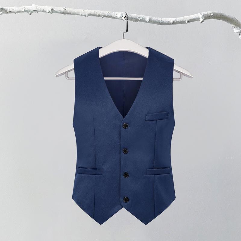Bộ Đồ Đơn Giản Màu Trơn Cho Nam, Áo Vest Ôm Sát, Cổ Chữ V, Không Tay, Ngực Đơn, Giải Trí, Tiệc Tùng, Quán Bar, Váy Dự Tiệc, Áo Ghi Lê, Quần Áo Bảo Hộ Lao Động 3
