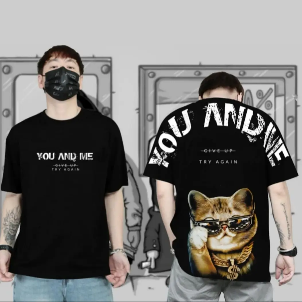 Baju Kaos Distro Pria Terbaru Tshirt You And Me Warna Hitam Putih Kaos Distro Lengan Pendek Motif Sablon Bergambar Bahan Katun Bisa Cats Keren Cod Combed Kain