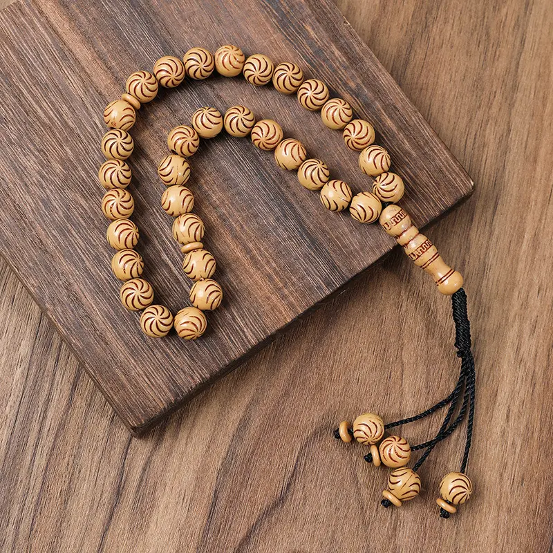 33 Natural Blackwood Tesbiha Bracelet | Men's Worship Beads Dhikr Counter Handmade Beaded Muslim Bracelet Meditation/Daily Dual-Use