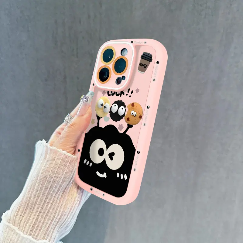 Case HP Untuk Realme C51 C61 C51s C35 C63 C67 C55 Note 60 C53 C12 C11 5i C15 C31 C20 C21Y C30 C21 C17 11 8i 9i 6i 7i 5s C25 Note 50 C25Y C33 NARZO N63 N61 Keberuntungan Lucu Kartun Lucu Bola Batubara Hitam Kopi Soft Cover 8