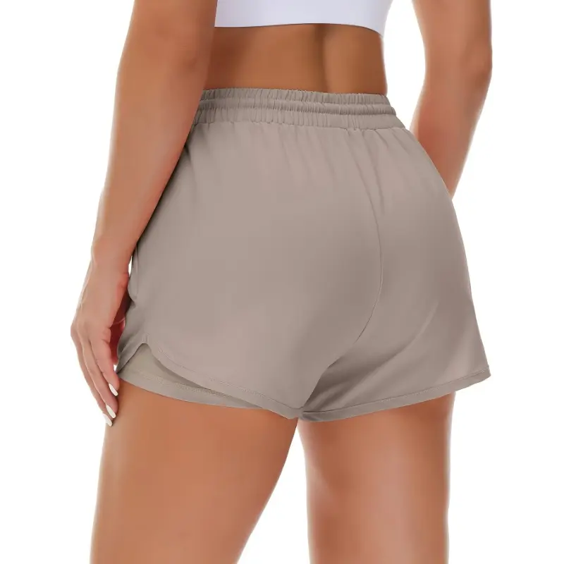 Women'S Casual Sports Shorts - Beige, Stretchy Lycra Fabric, Drawstring Waist, Multiple Pockets for Running and Fitness, Casual Sportswear|Casual Fit|Stretchy Fabric 7