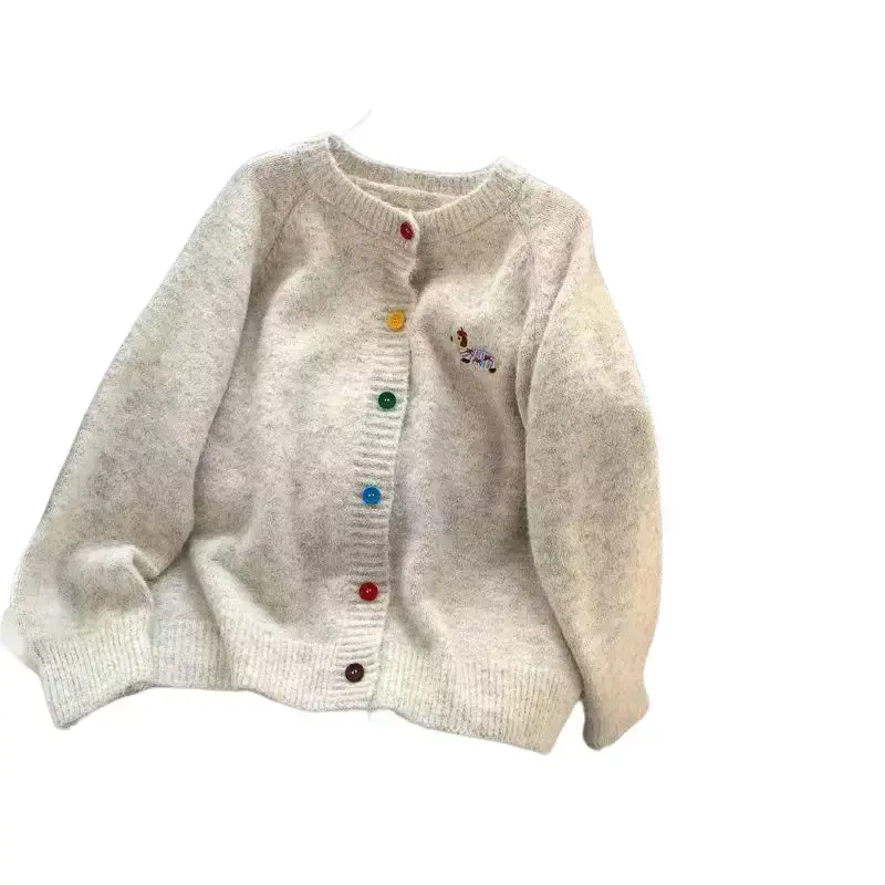 Áo Cardigan Dệt Kim, Phong Cách Thường Ngày Thêu Ngọt Ngào, Dẻo Dai, Dài Tay, Màu Mới Mùa Thu, Cài Nút, Dáng Rộng Vừa Vặn, Áo Khoác Len, Dành Cho Nữ áo  len  xinh Women Top
