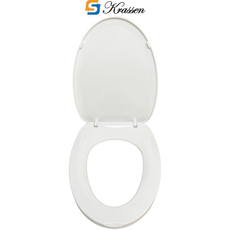 Product Introduction of <Mã KR.23> Nắp bồn cầu đóng êm KRASSEN làm từ nhựa PP cao cấp (màu Trắng sữa) hình mũi nhọn (chữ V) đa năng phù hợp với hầu hết bồn cầu một/hai khối 6